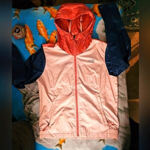 The North Face windwall colorblock windbreaker jacket coat pink coral blue sz M